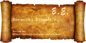 Bereczki Elemér névjegykártya